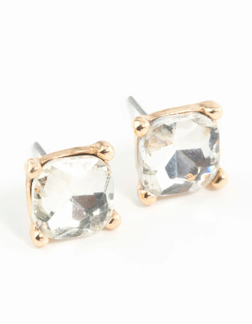 Square Diamante Set Stud Earrings Gleaming Shine Youthful Twist