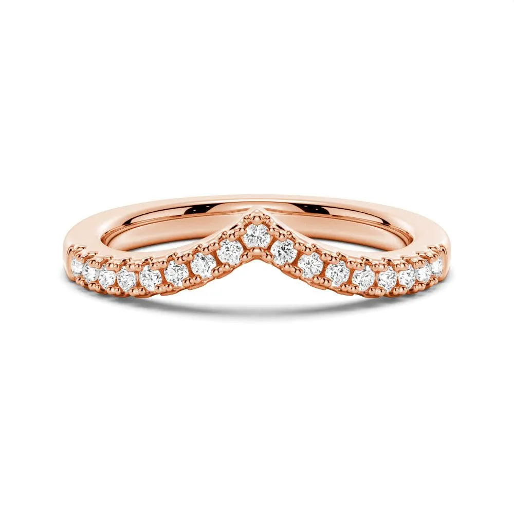 Unique Heart V Shaped Moissanite Wedding Band Glow Effect Casual Motion
