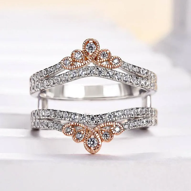 Louily Special Two-tone Round Cut Jacket Wedding Band Graceful Form