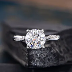 Ethereal Detail Contemporary Detail Louily 2.0 Carat Twist Round Cut Engagement Ring In Sterling Silver