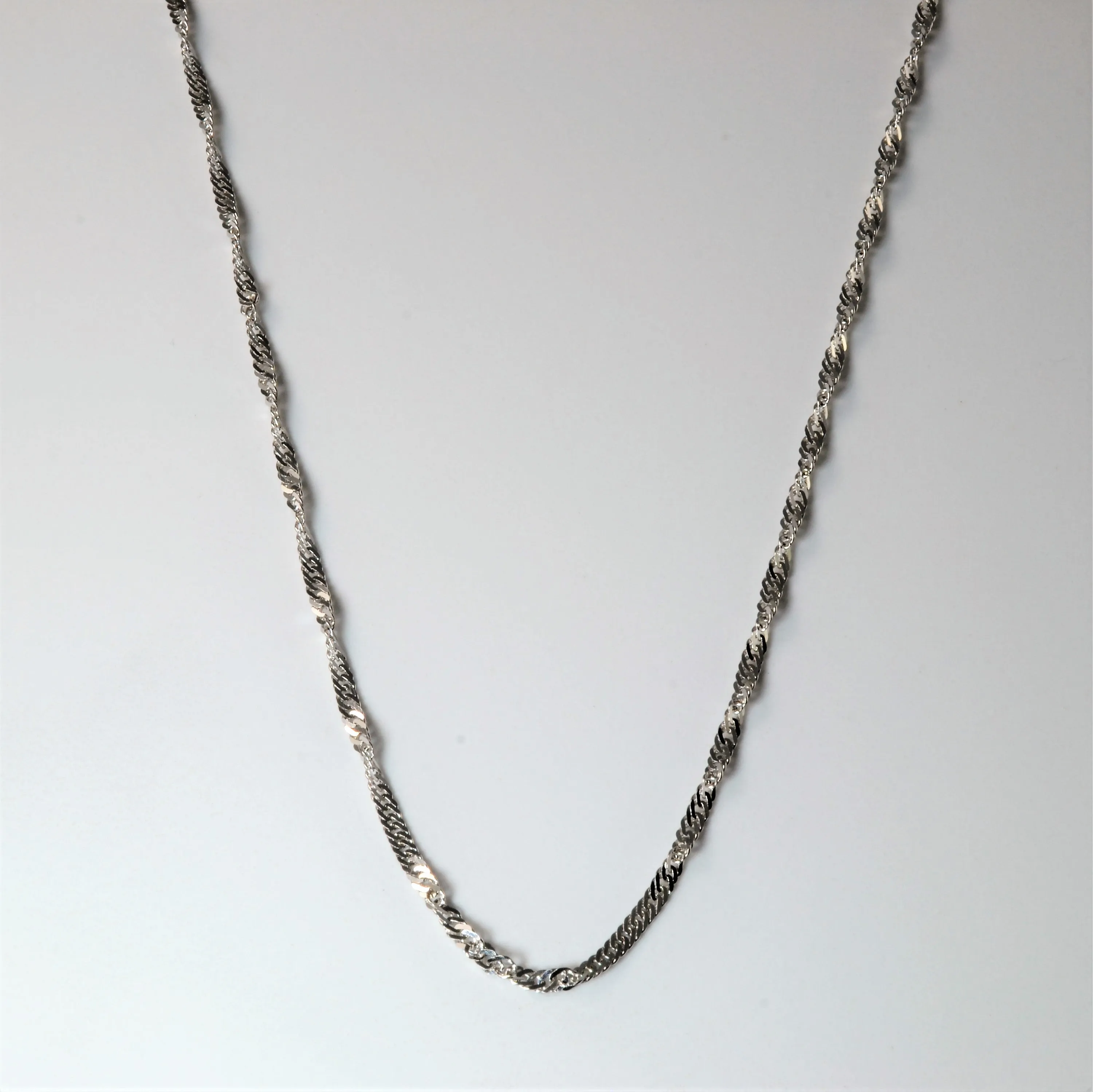Elegant Edge Luminous Highlight 14k White Gold Singapore Chain | 20" |