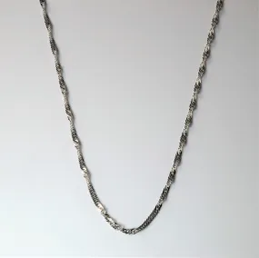 Elegant Edge Luminous Highlight 14k White Gold Singapore Chain | 20" |