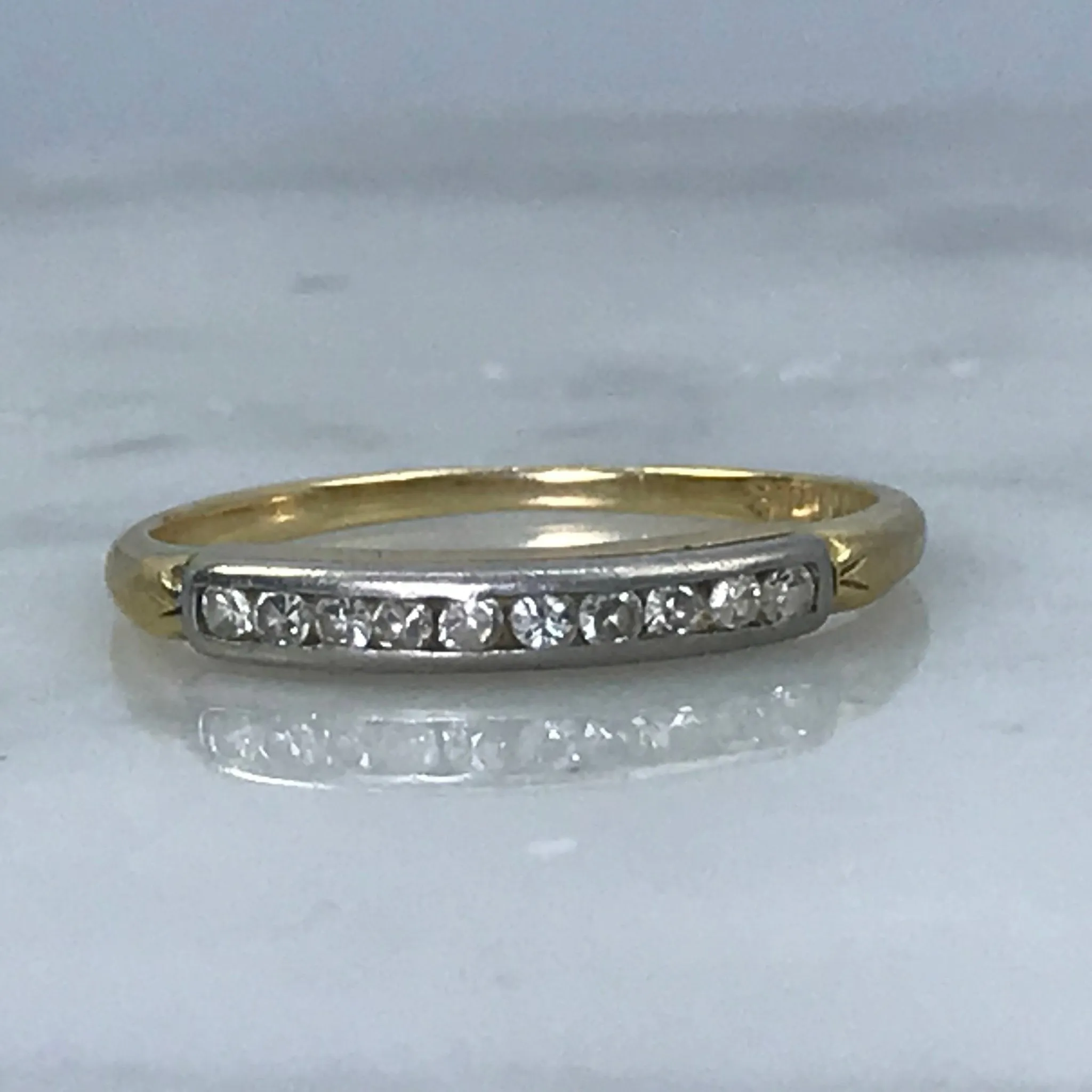Diamond Wedding Band. 14K Gold. April Birthstone. 10th Anniversary Gift. Stacking Ring. Fine Object Traditional Adornment