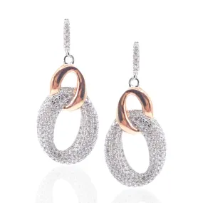 Rose Gold Plated Sterling Silver Oval Link Earrings Gorgeous Adornment Linear Adornment