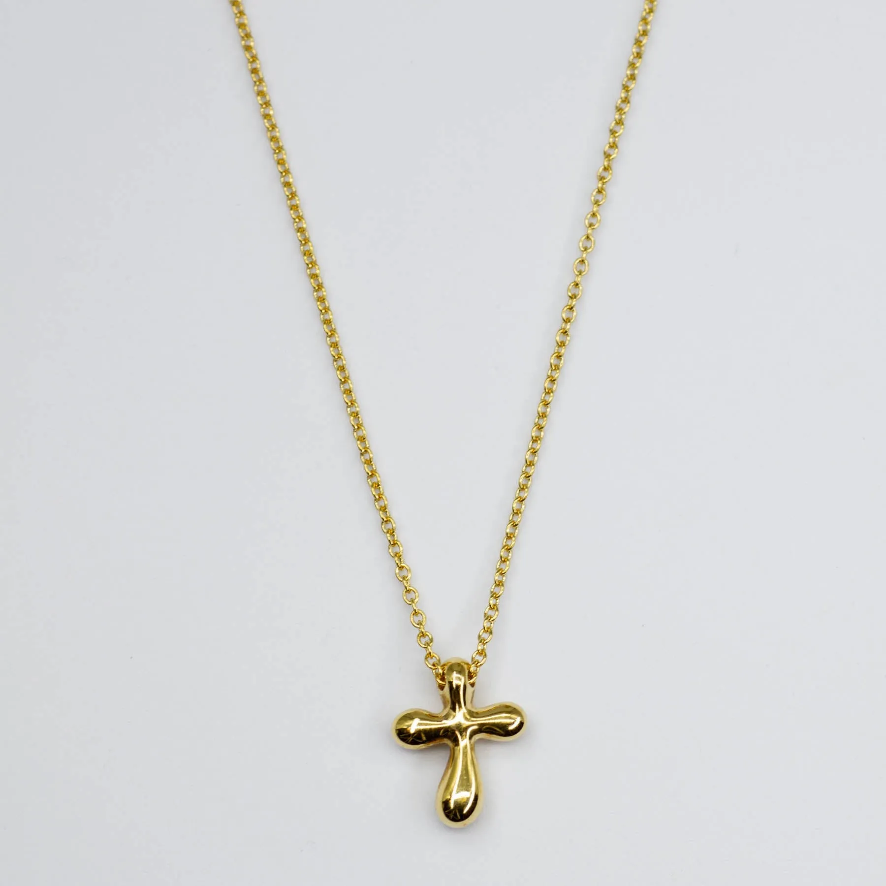 Fresh Highlight Holiday Gift 'Tiffany & Co.' Elsa Peretti Cross Pendant 18k Yellow Gold Necklace | 16" |