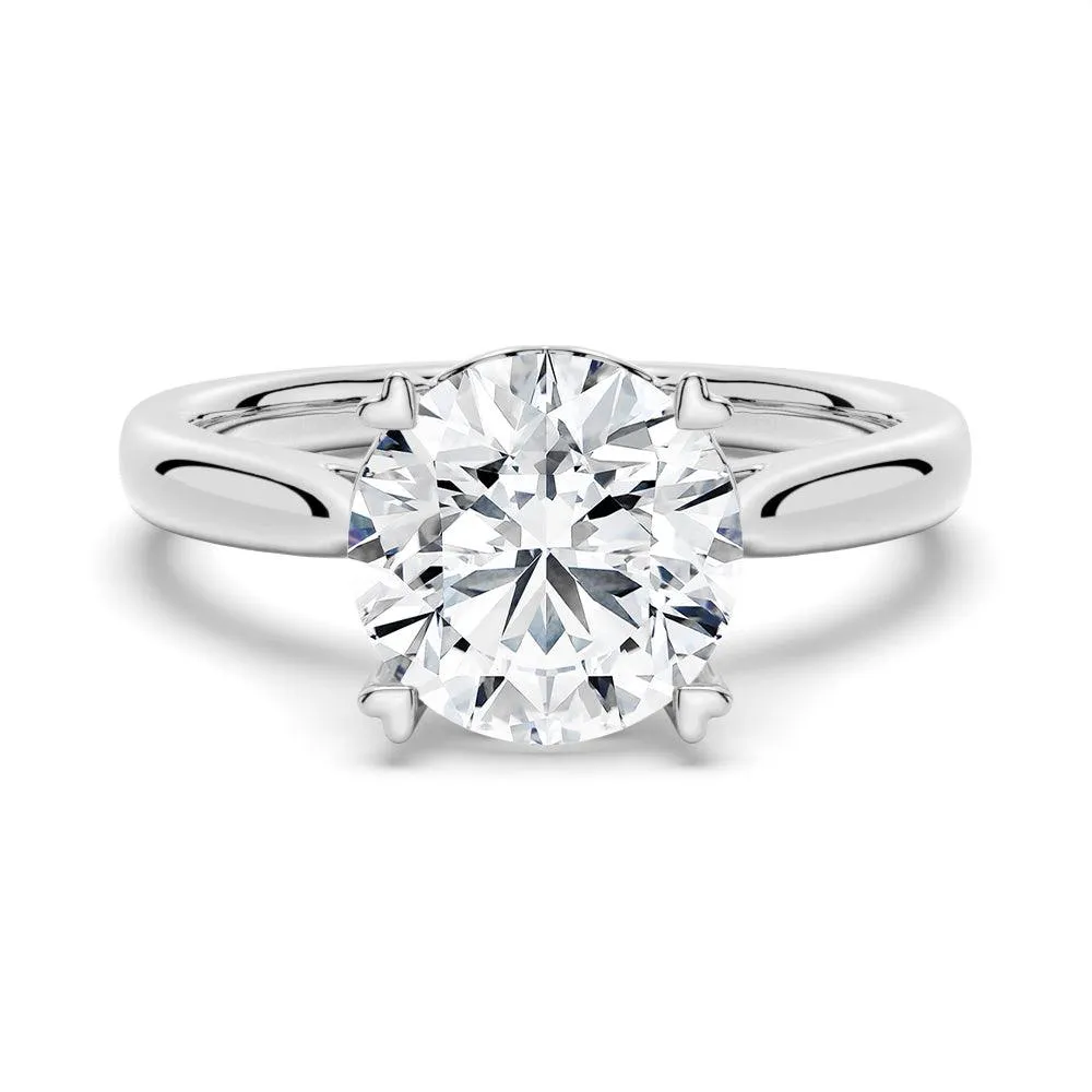Ornate Adornment Petite Favorite Secret Solitaire Round Moissanite Engagement Ring