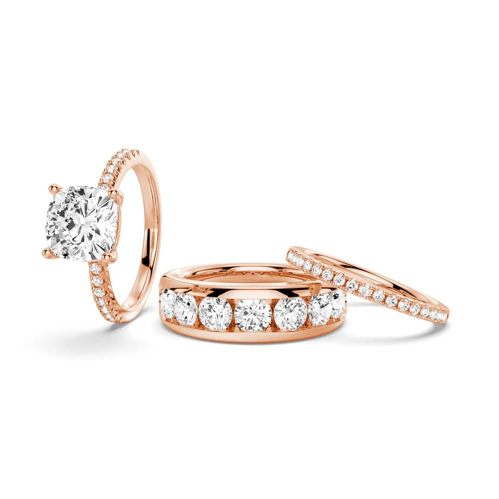 1.5 CT. Cushion Shaped Moissanite Couple's Ring Set with Men's Wedding Band Daily Accent Satisfaction Ensured