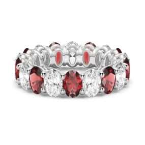 6.6 CT. Lab Grown White Sapphire with Garnet Gemstone Band Graceful Contour Everyday Piece