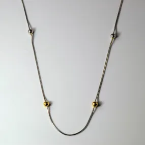 18k Two Tone Beaded Snake Chain | 18" | Elegant Detailing Graceful Feature