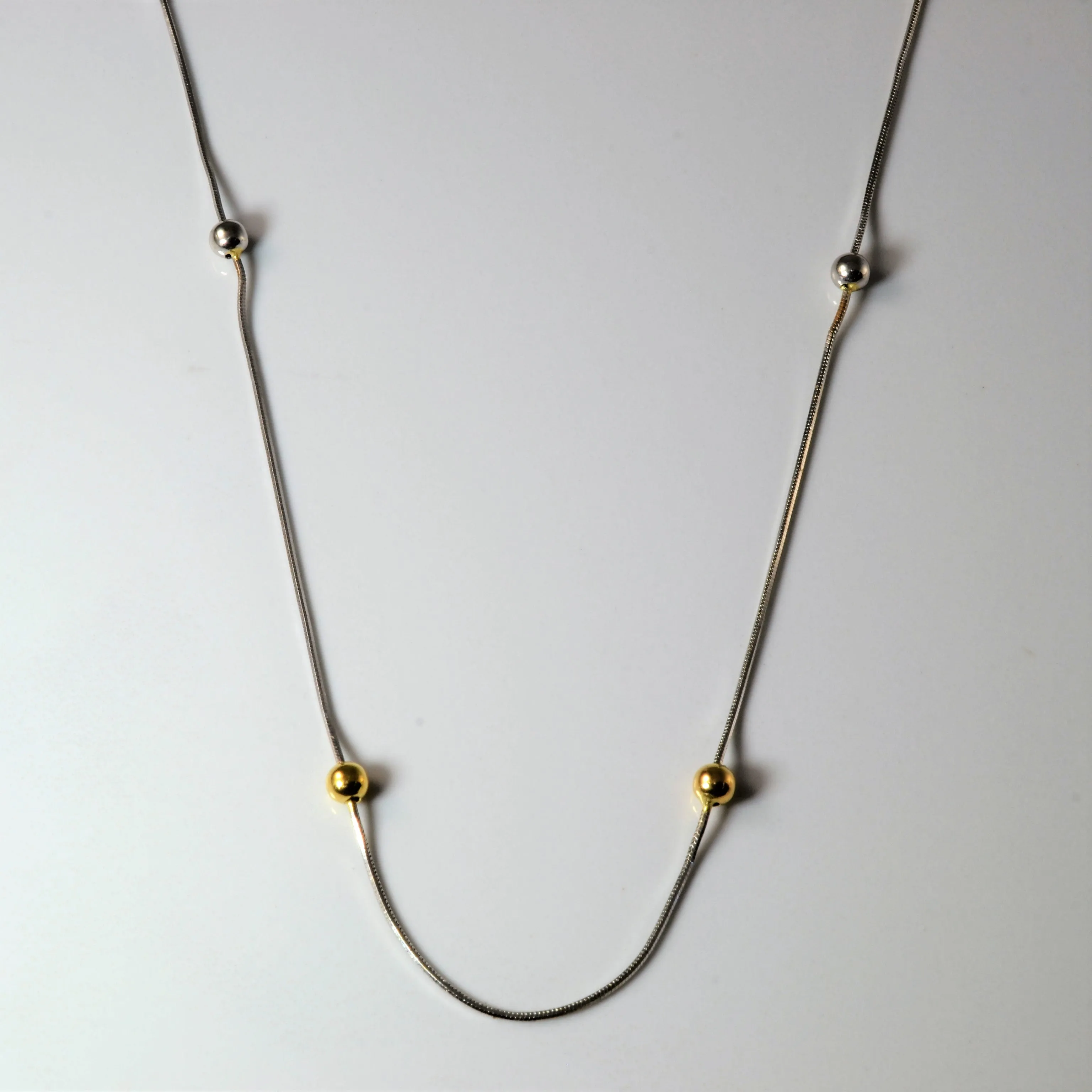 18k Two Tone Beaded Snake Chain | 18" | Elegant Detailing Graceful Feature