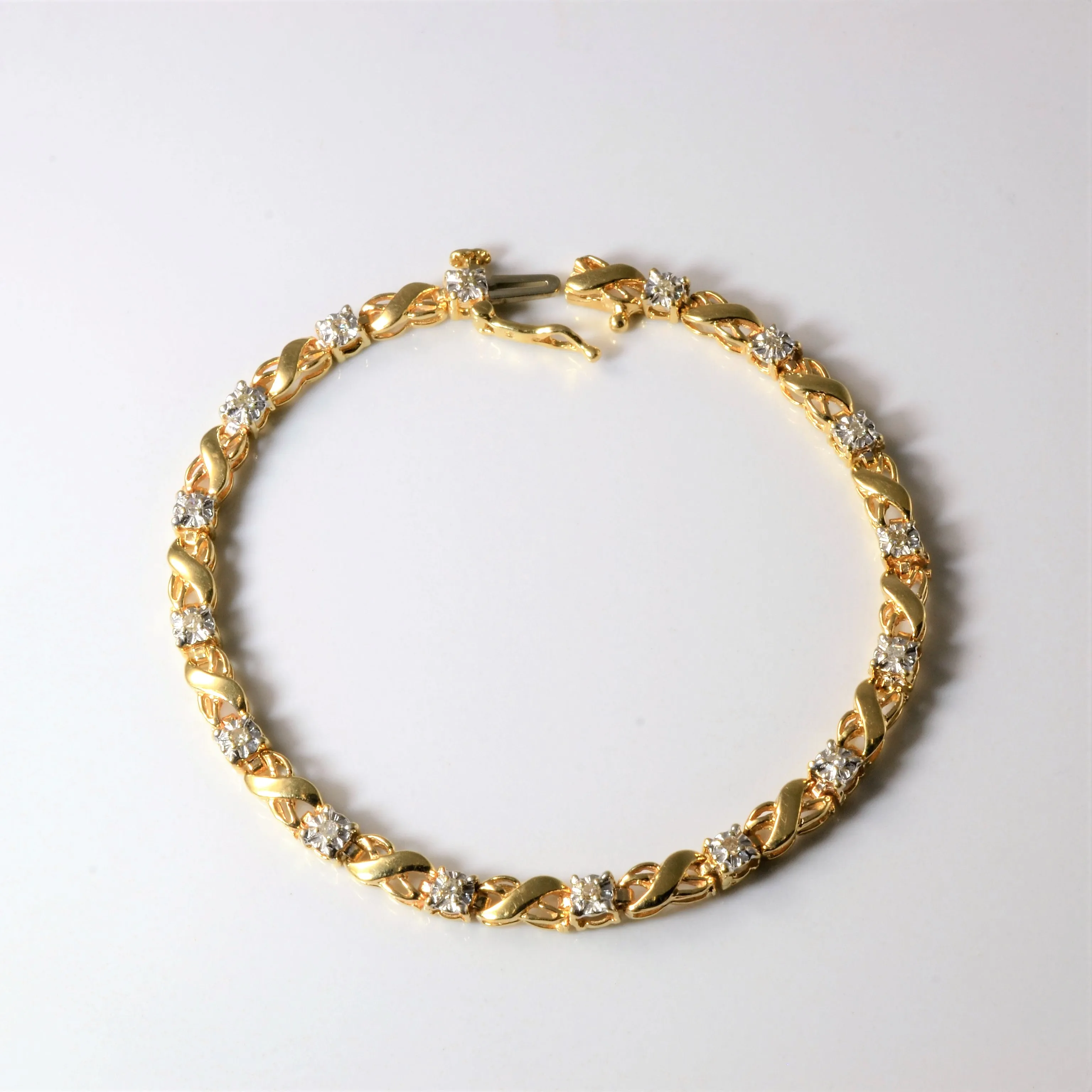 Crossover Diamond Chain Bracelet | 0.24ctw | 7"| Handmade Beauty Modern Line