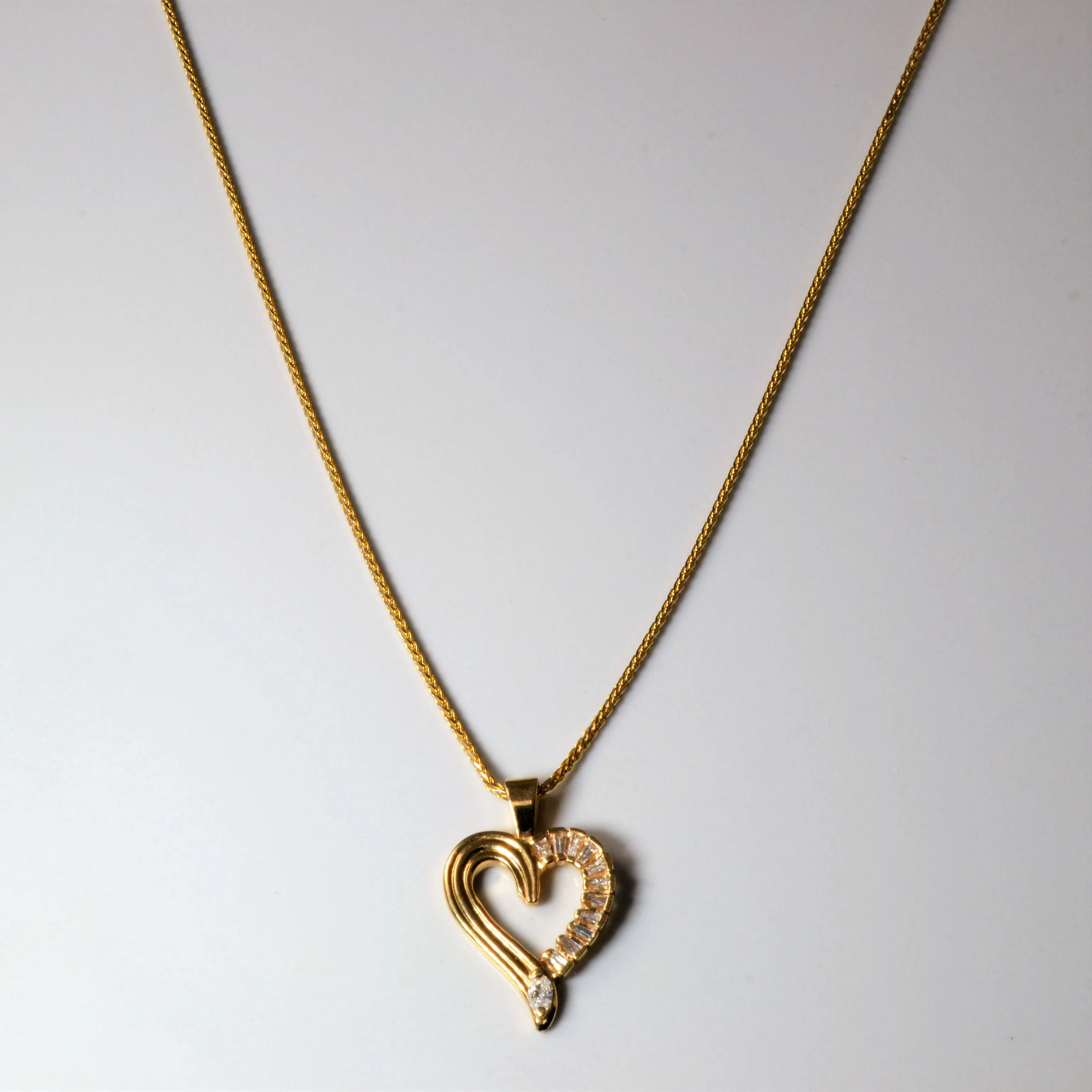 Vogue Style Sparkling Shine Mixed Cut Diamond Heart Necklace | 0.23ctw | 20"|