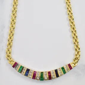 Iconic Accent Soft Highlight Mixed Gem Bar Necklace | 1.12ctw, 0.72ctw | 18" |