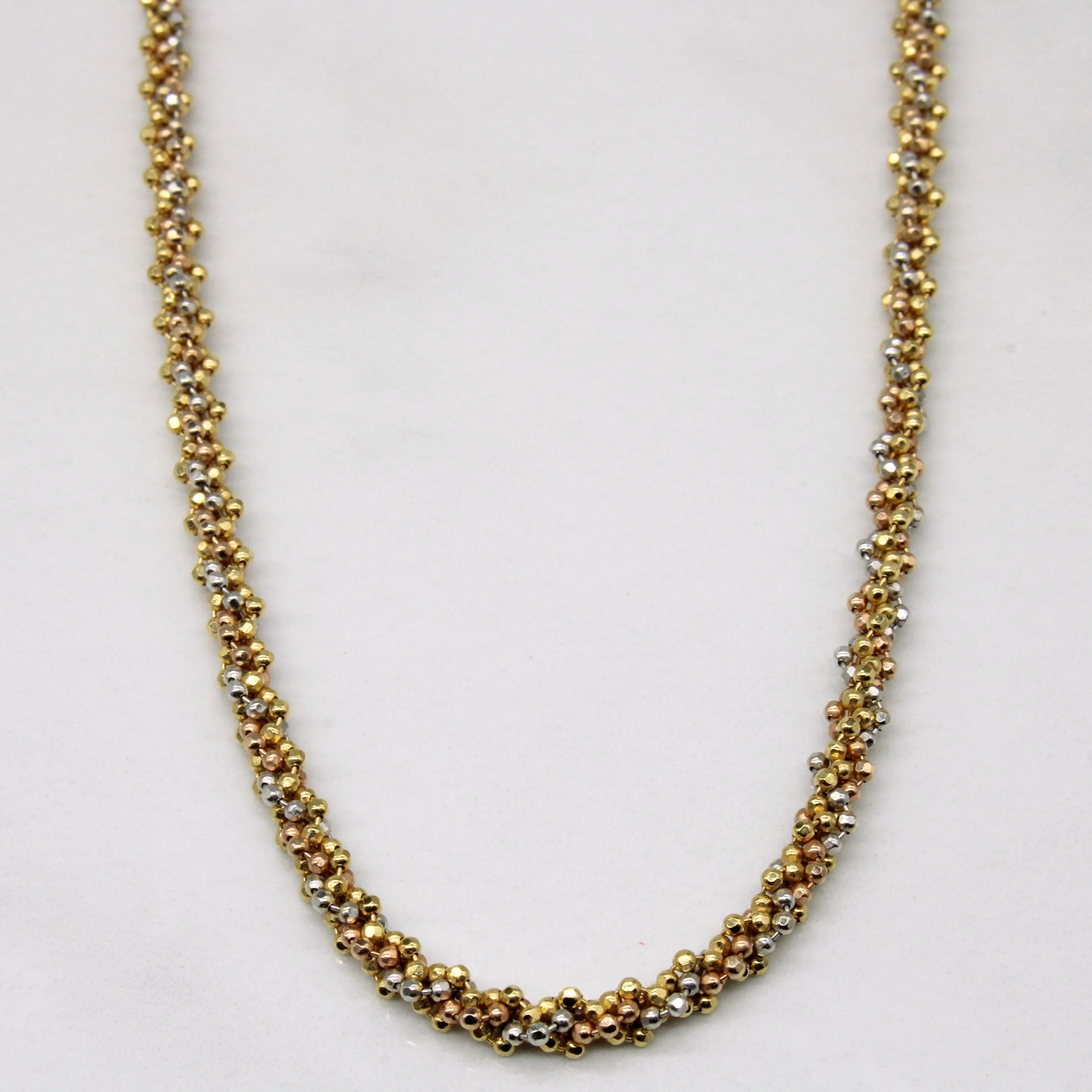 18k Tri Tone Gold Bead Chain | 20" | Classic Elegance Polished Shape