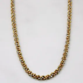 18k Tri Tone Gold Bead Chain | 20" | Classic Elegance Polished Shape