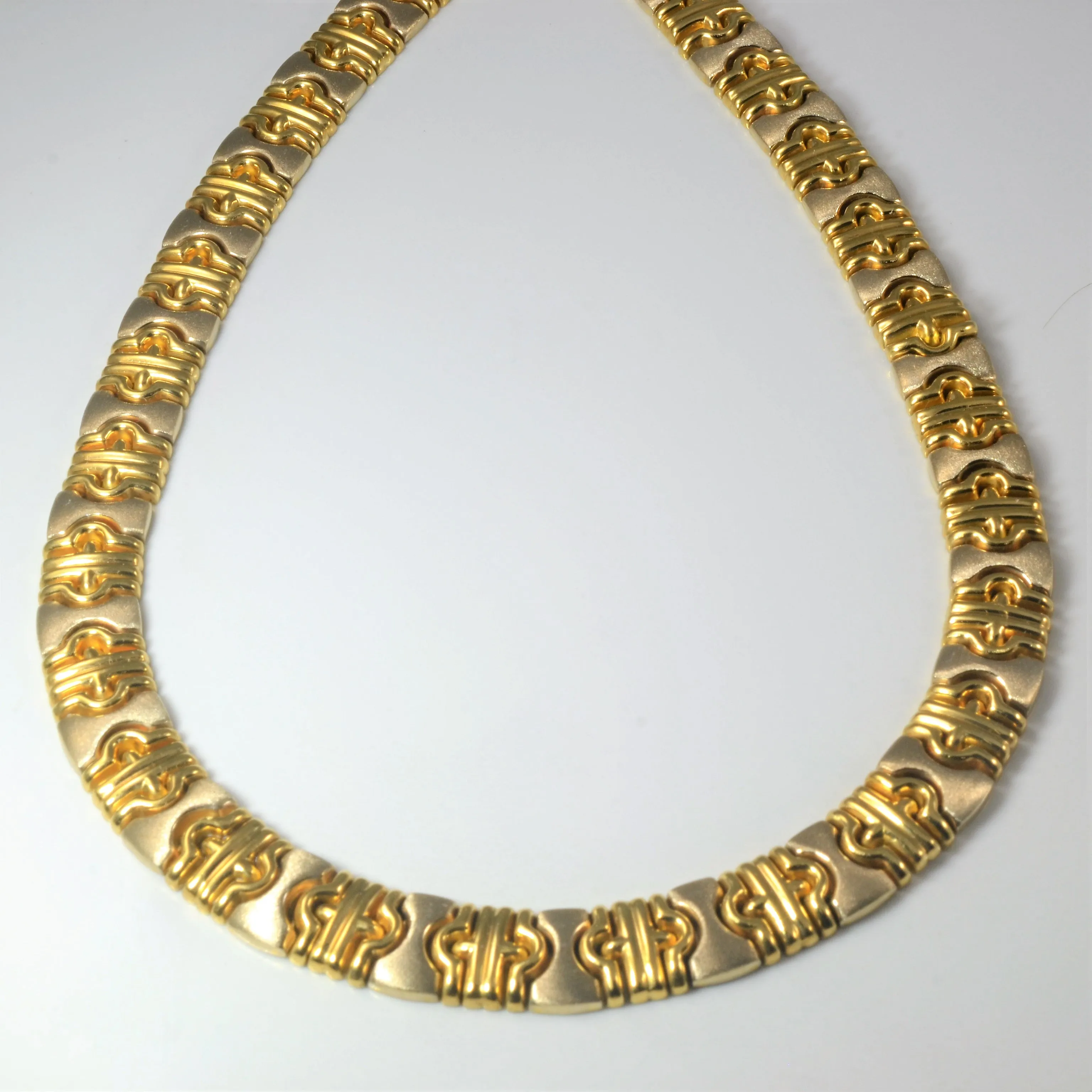 Season Match Sparkle Surface Textured Two Tone Gold Necklace | 17" |