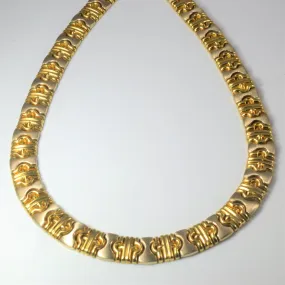 Season Match Sparkle Surface Textured Two Tone Gold Necklace | 17" |