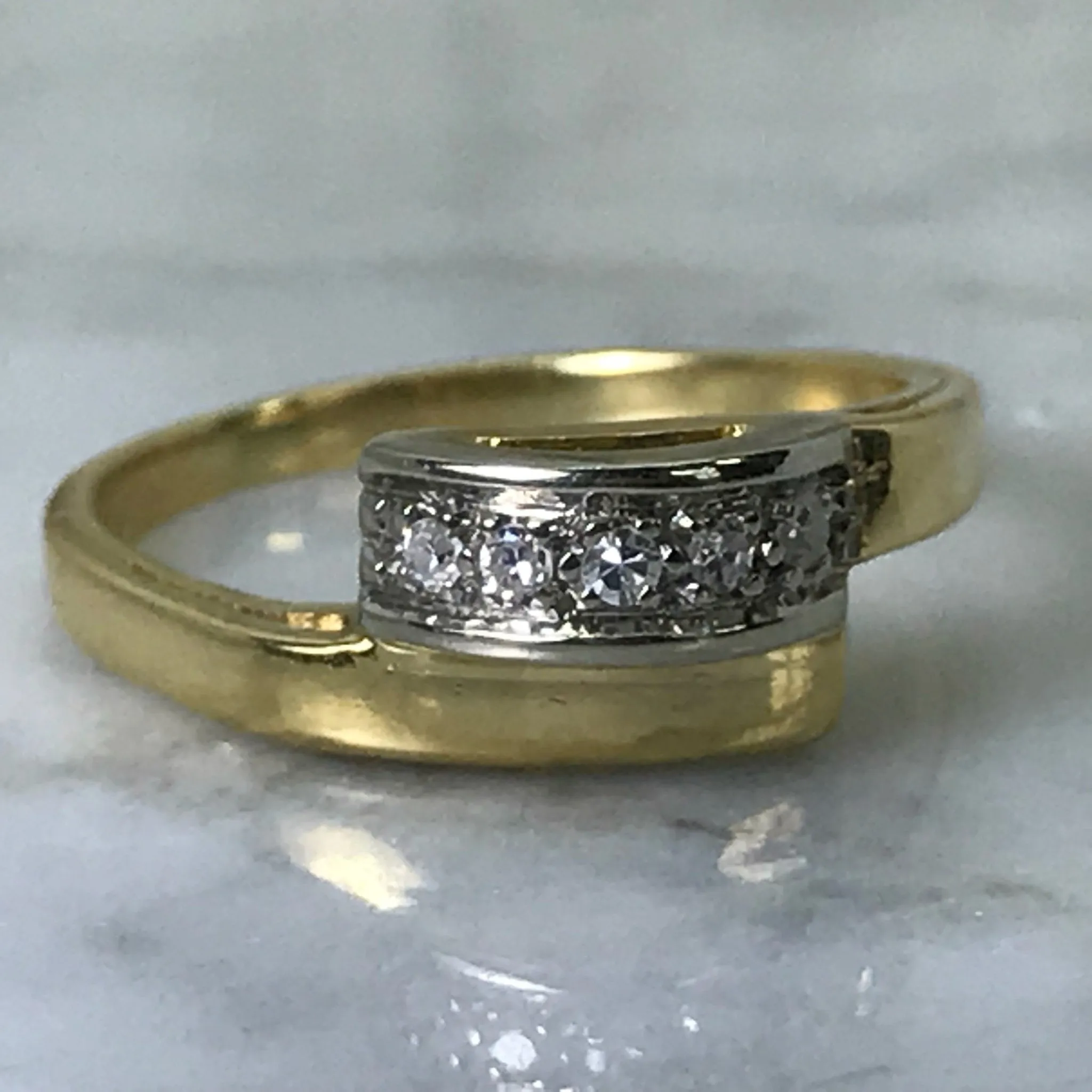 Formal Outfit Stylish Craft Modernist Diamond Wedding Band. 18K Yellow Gold. April Birthstone. 10 Year Anniversary.