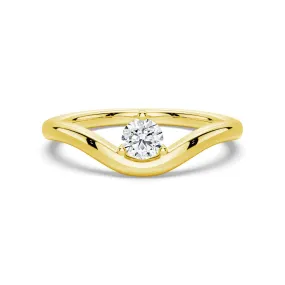 Modern Curved Band Solitaire Promise Ring Sentimental Embellishment