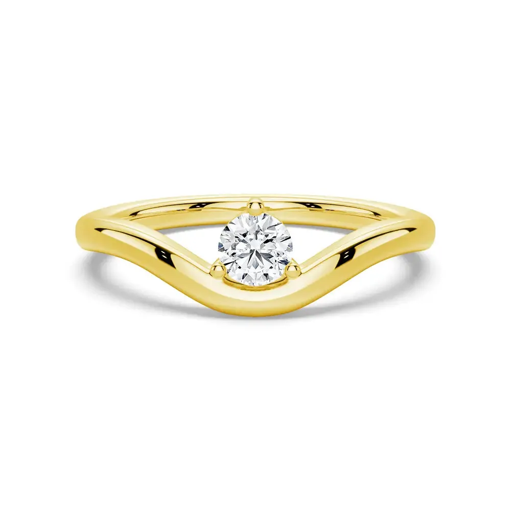 Symbolic Form Branded Product Modern Curved Band Solitaire Promise Ring