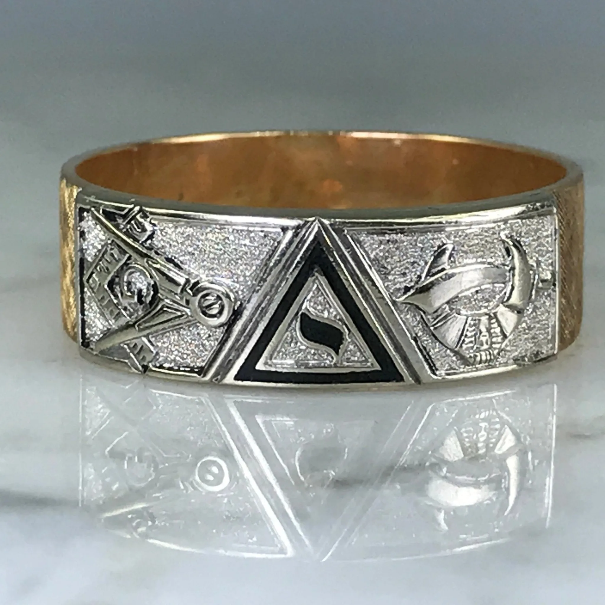 Heritage Piece Superior Expression Vintage Masonic Wedding Band. Masonic Symbol Ring. 10k Gold Band. Circa 1950.