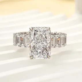 Luxurious 5.0 Carat Radiant Cut Engagement Ring With Emerald Cut Band Glamorous Craft