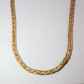 Tri Tone Gold Braided Chain | 18"| Lightweight Feel Custom Touch