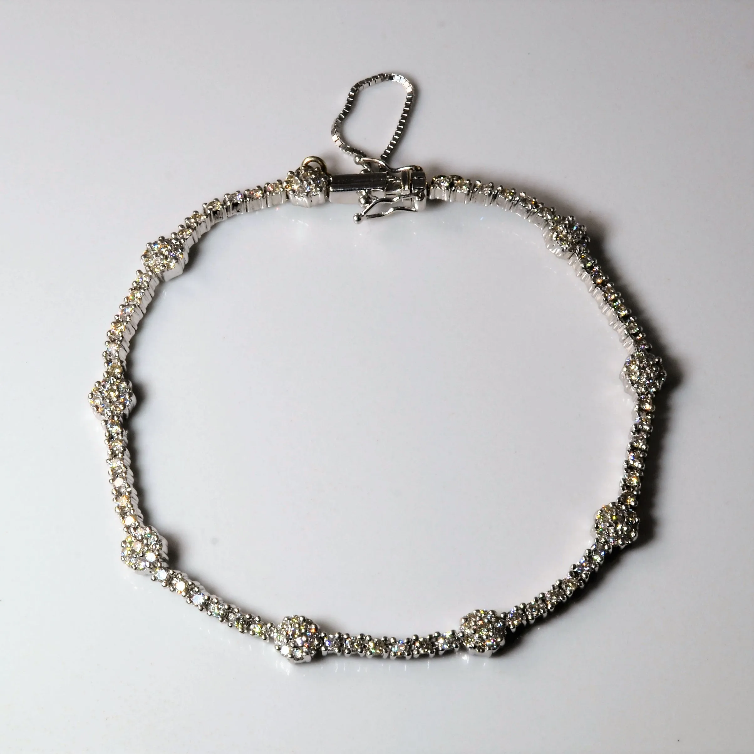 Pave Floral Diamond Chain Bracelet | 1.44ctw | 8" | Formal Outfit Warm Accent