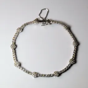 Pave Floral Diamond Chain Bracelet | 1.44ctw | 8" | Formal Outfit Warm Accent