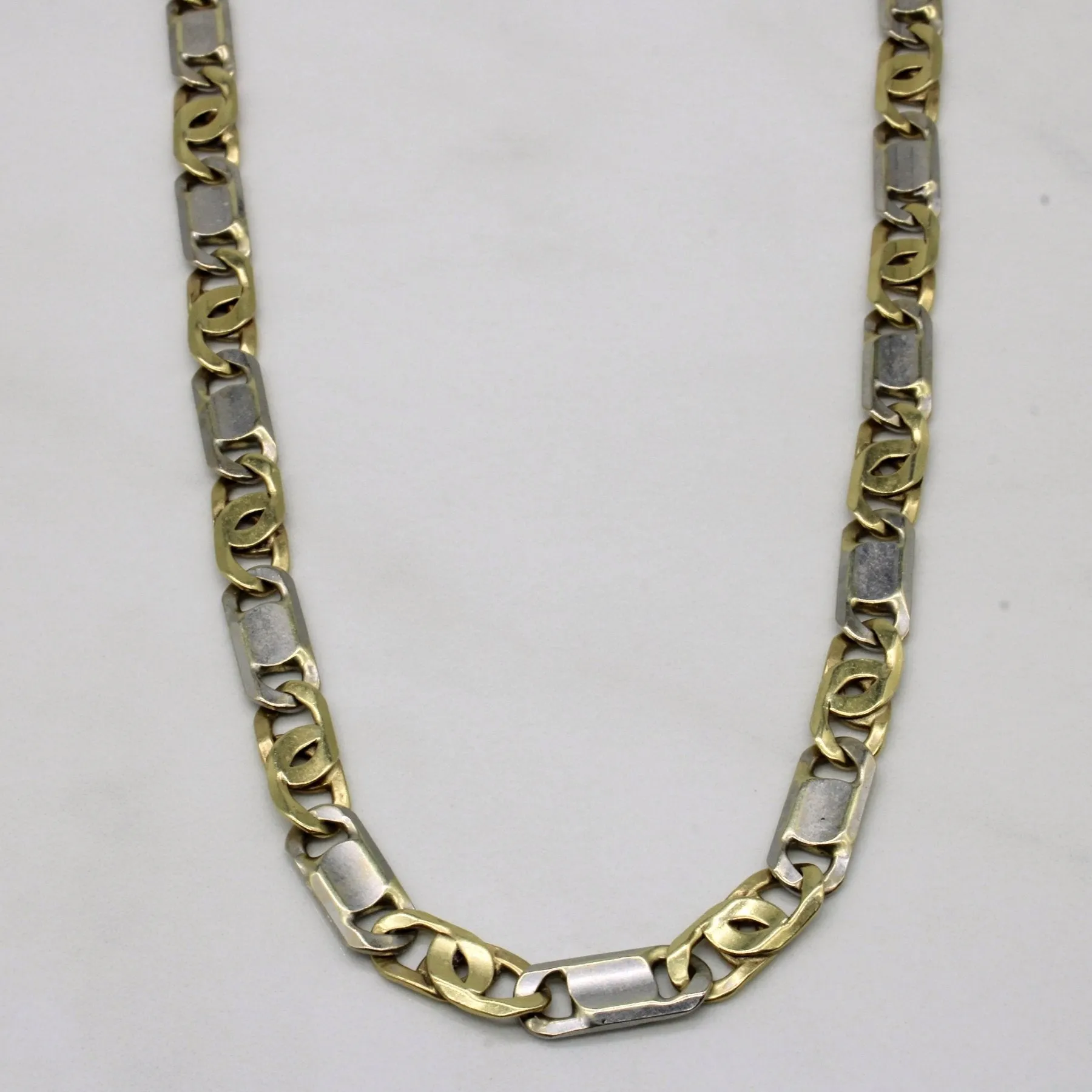 Timeless Shine Pieces Sleek Detail 10k Two Tone Gold Anchor Link Chain | 26" |