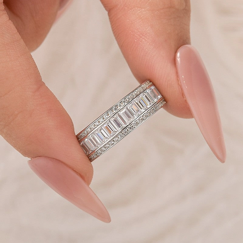 2.8Ct Eternity Radiant Cut Wedding Band In Sterling Silver Flawless Glow Artisan Flair