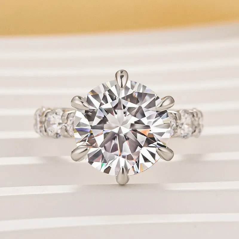 Moissanite 6.0Ct Round Cut Luxe Engagement Ring Travel Rings In Sterling Silver Luxe Mood