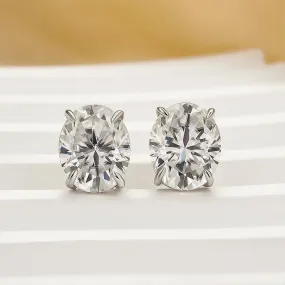 Exclusive Jewelry Moissanite Classic 3.0Ct Oval Cut Stud Earrings In Sterling Silver