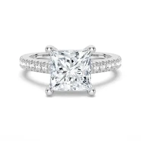 Moissanite Princess Cut Engagement Ring With Hidden Halo Ancient Style Casual Wear