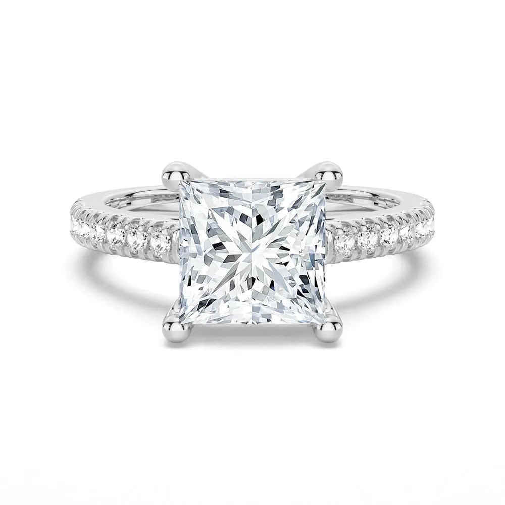 Moissanite Princess Cut Engagement Ring With Hidden Halo Soft Movement Affordable Ornament