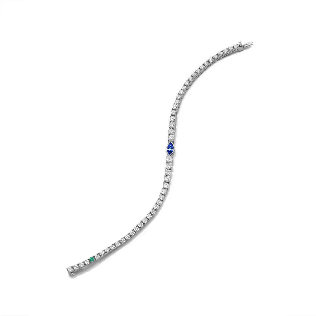 Moissanite Tennis Bracelet with Sapphire & Emerald Accents Everyday Highlight