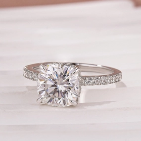 Moissanite 2.5 Ct Square Cushion Cut White Gold Promise Bridal Ring Premium Craft