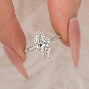 Zoom Focus Fashionable Sparkle Moissanite 3.0Ct Marquise Cut Classic Engagement Ring In Sterling Silver