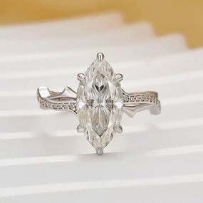Travel Look Layered Glow Moissanite 3.0Ct Marquise Cut Twist Engagement Ring In Sterling Silver