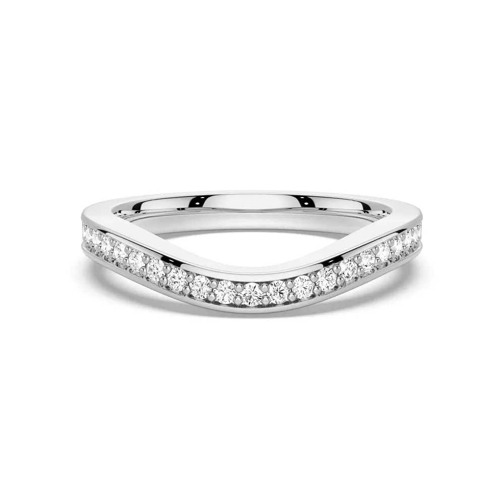 Timeless Mood V Curved Moissanite Wedding Band with Pav?? Setting