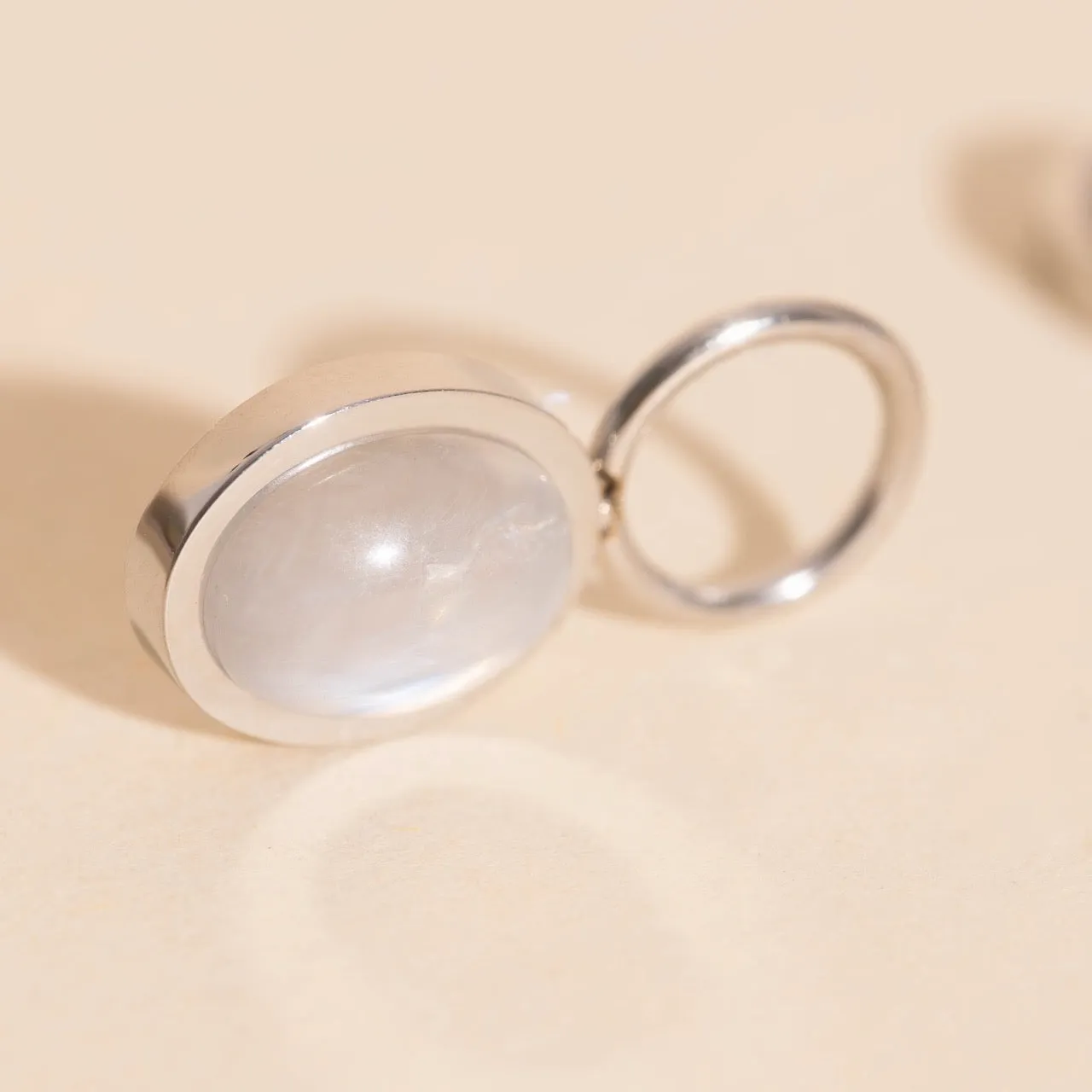 Industrial Accent Polygonal Accent Moonkelp Oval Huggie Hoop Charms