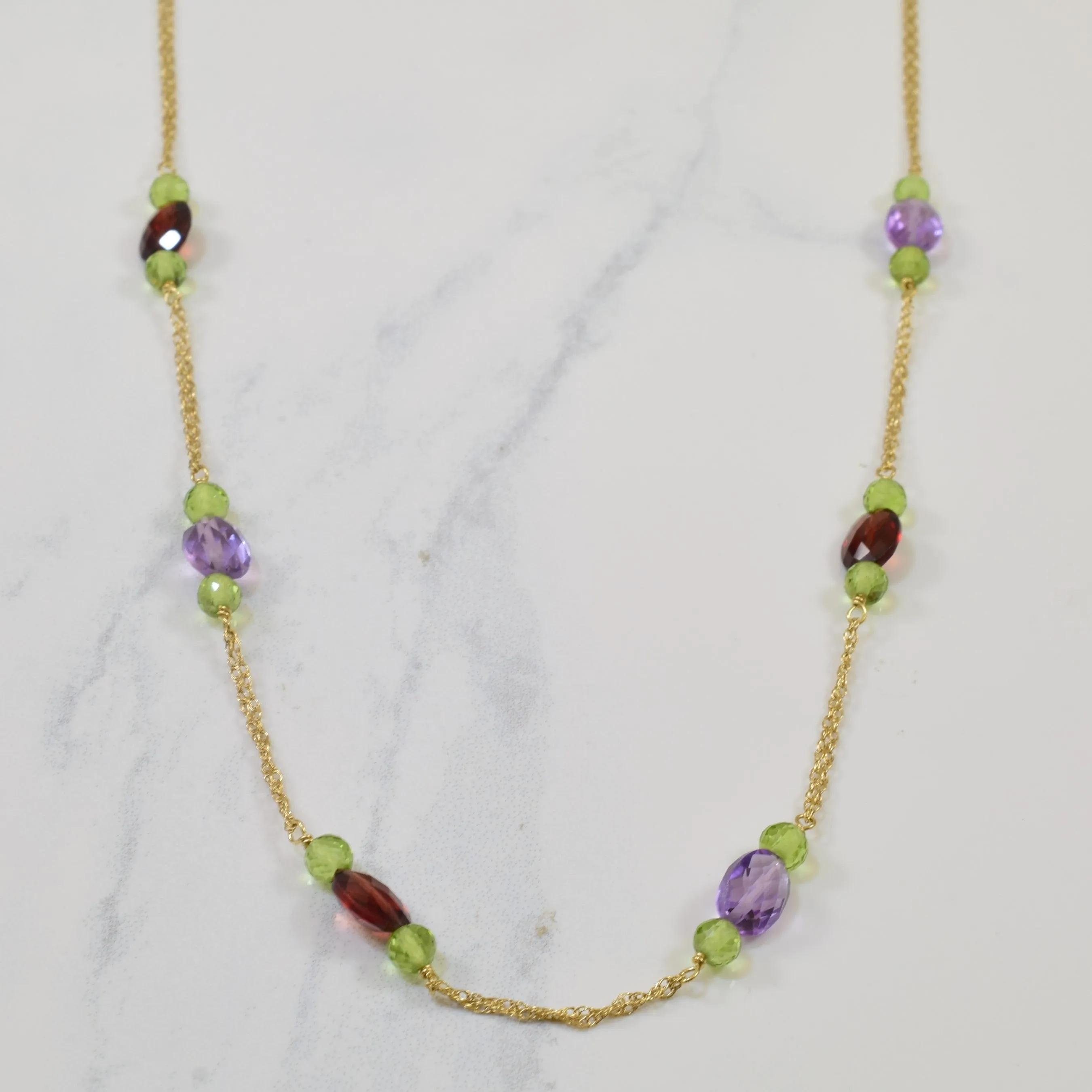 Opulent Detail Formal Fit Multi Gem Beaded Necklace | 14.00ctw | 17" |