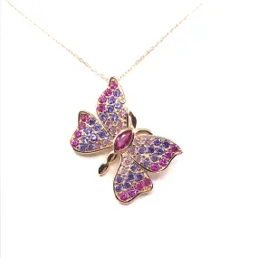 Picnic Ready Rose Gold Plated Sterling Silver Butterfly Pendant Necklace