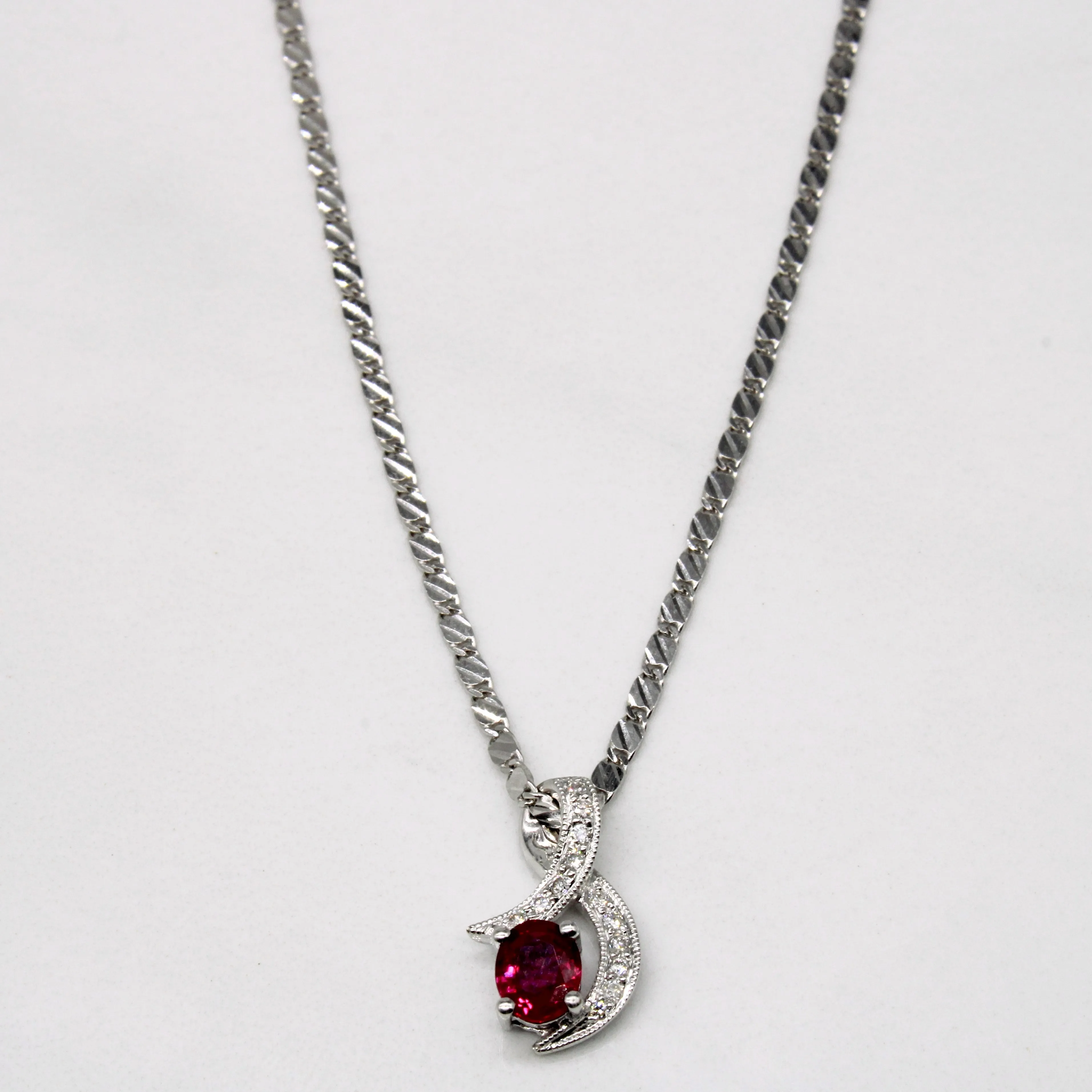Ruby & Diamond Pendant & Necklace | 0.32ct, 0.07ctw | 16" | Style Match