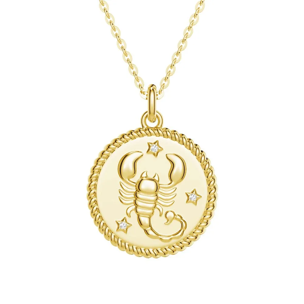 Scorpio Constellation Lab Grown Diamond Birthstone Pendant Necklace Structured Accent