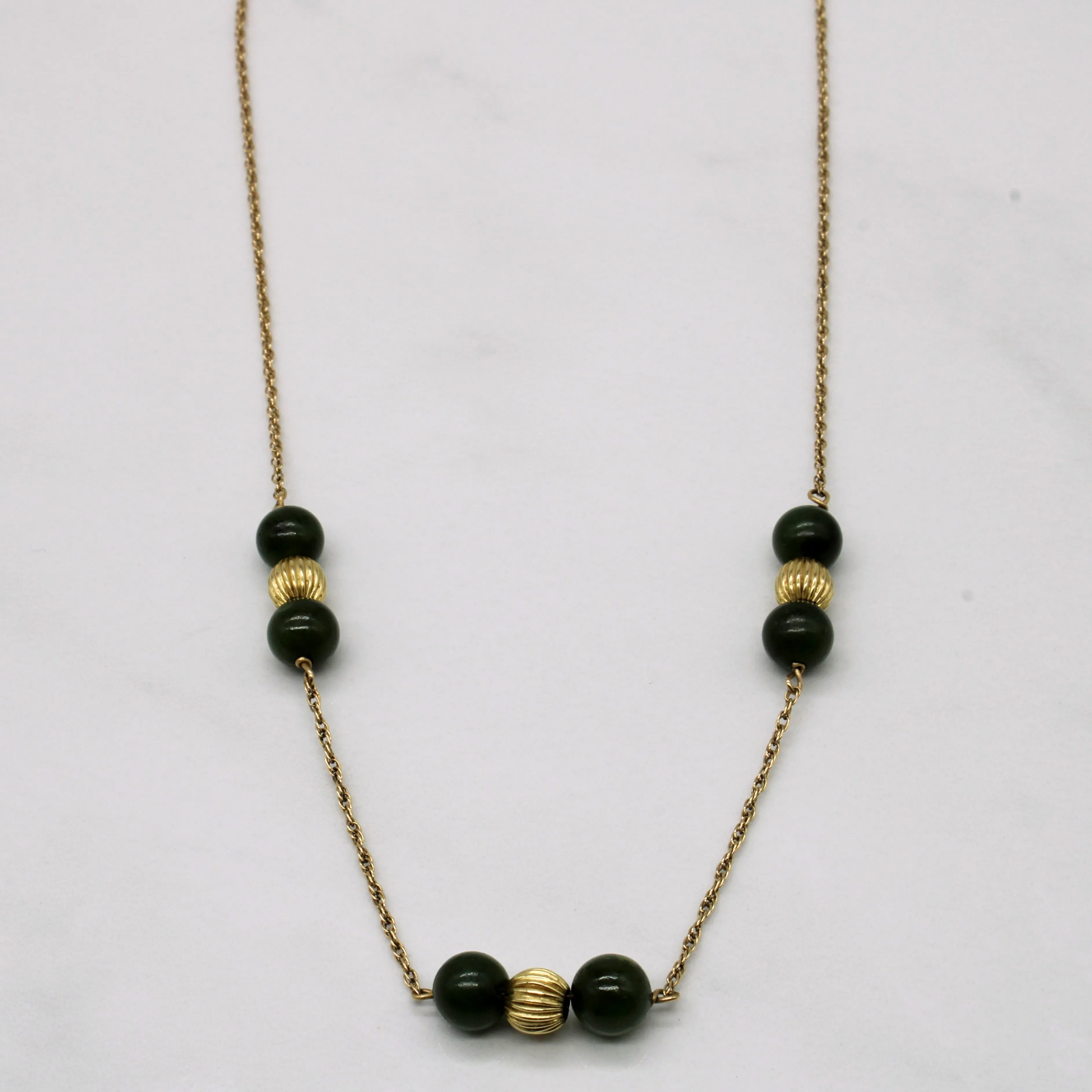 Nephrite Jade Bead Necklace | 6.00ctw | 15" | Anniversary Present
