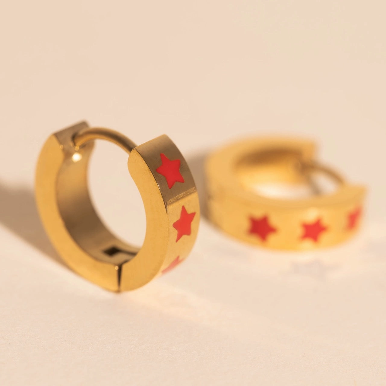 Curved Adornment Bohemian Accessory Star Spangled Chunky Huggie Hoop Earrings