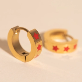 Curved Adornment Bohemian Accessory Star Spangled Chunky Huggie Hoop Earrings