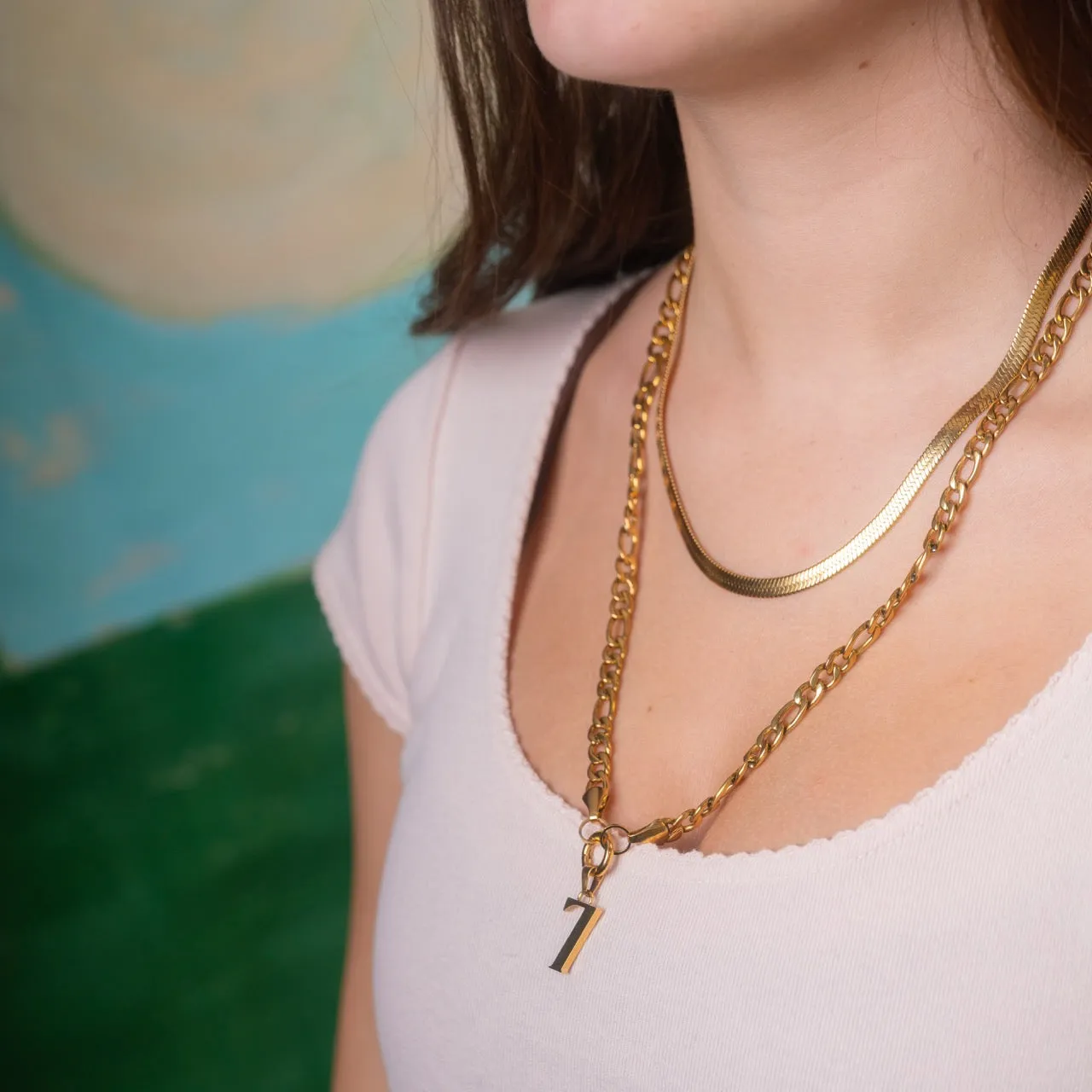 Trendy Gift Numbers Necklace Charm 2-Pack (Gold)