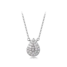 Sterling Silver Micropave CZ Pear Shaped Solitaire Necklace Fashion Present Value Piece